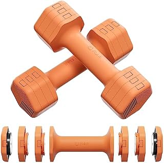 FIAR Adjustable Weight Dumbbells Set of 2 - A Pair 1.8kg 2.7kg 3.6kg 4.5kg (0.9-2.25kg Each) Free Weights Sets for Home Gym Equipment Workouts Strength Training for Women, Men,Teens 3 Colors