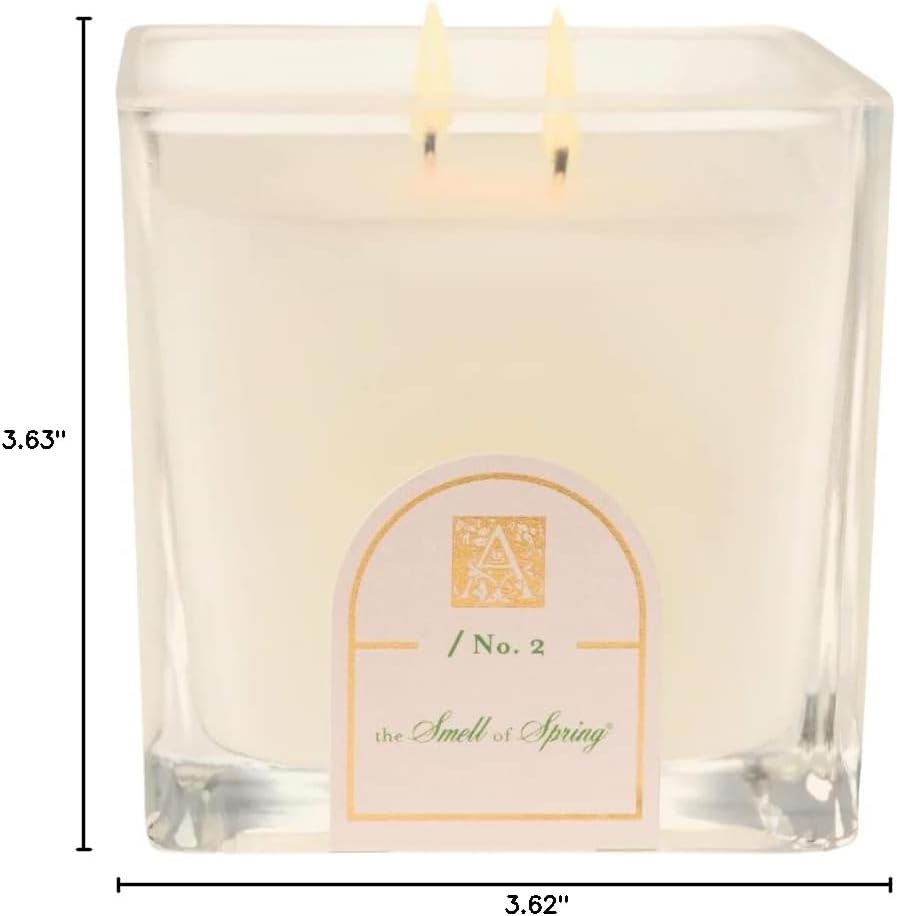 Aromatique Glass Cube Candle, Smell of Spring, 12 Ounces