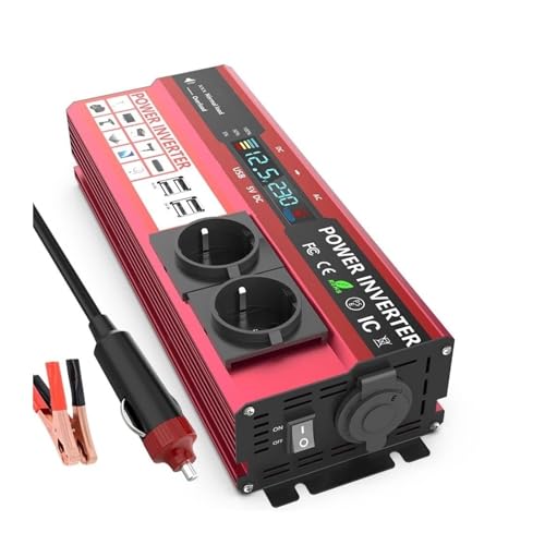 Onduleur puissance voiture 4000W 12V 220V avec prises UE et adaptateur cigarette