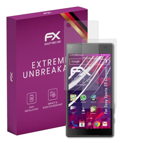 atFoliX Glasfolie kompatibel mit Sony Xperia Z5 Compact Panzerfolie, 9H Hybrid-Glass FX Schutzpanzer Folie (1er Set)
