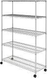 レギュラー ラック スチールラック 収納棚 幅120 5段 サビに強い 防錆加工 業務用 耐荷重250kg (棚板1枚あたり) キャスター付き 豊富なカスタムパーツ ポール径25mm 幅121.5×奥行46×高さ179.5cm