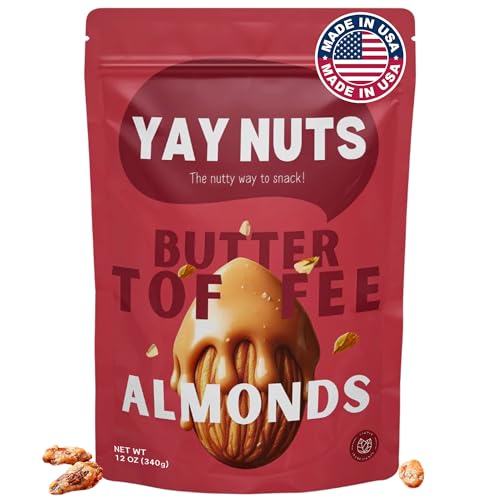 YAY NUTS Butter Toffee Almonds, 12 OZ