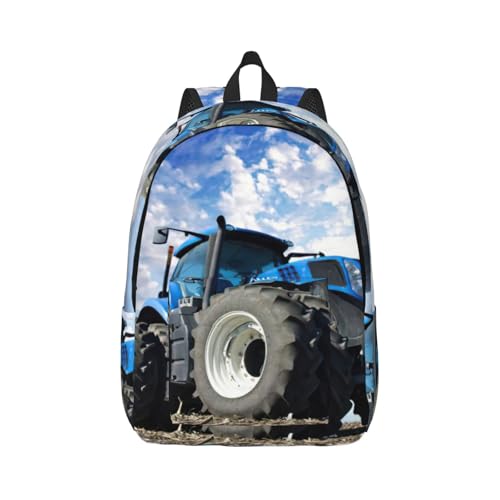 Mochila de viaje para portátil de mujer con asas de mano y diseño de tractor de granja estampado