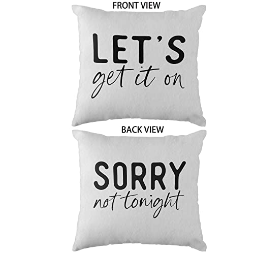 Funny Couples Let's Get It On, Sorry Not Tonight Reversible Throw Pillow Case, 18 X 18 Inch Funny Bridal Shower Gifts Decor Home Decor Cushion Cover, Engagement Gift  #TOP1