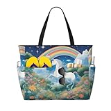 sxzvvbn Una hermosa bolsa de playa impermeable de gran capacidad, bolsa de viaje plegable con 7 bolsillos, bolsa de gimnasio ligera y duradera para viajes, natación, compras, camping