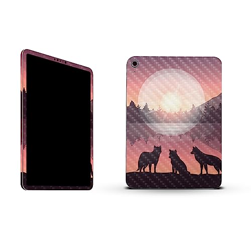 Image of MightySkins Carbon Fiber Skin Compatible with Apple iPad 10.9 inch 10th Gen (2022) Full Wrap Kit - Wolf Silhouette | Protective, Durable Textured Carbon Fiber Finish | Easy to Apply | Made in The USA