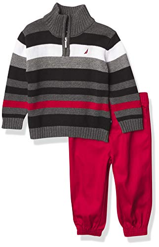 Nautica Baby Boys 2-piece Sweater Set With Pants Sweater, Charcoal Heather, 12 Months