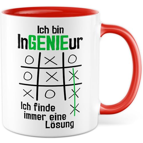Ingenieur Tazza con scritta – Ich bin InGENIEur – Ich finde immer eine Lösung – Tazza da caffè in ceramica da 330 ml – Genie entusiasta di tecnologia, idea regalo