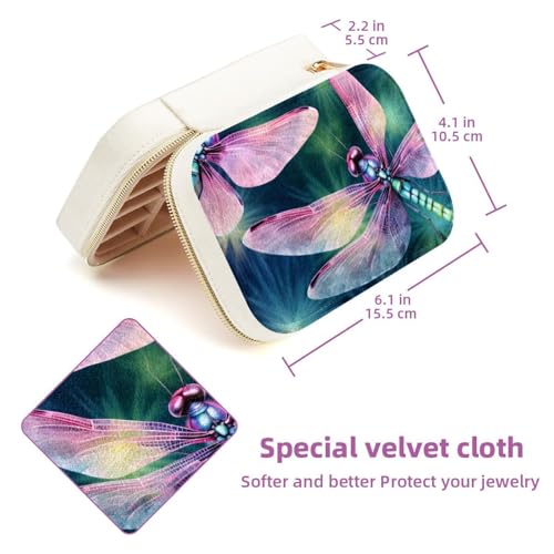 Boîte à bijoux de voyage velours libellule pour bagues et colliers - 6