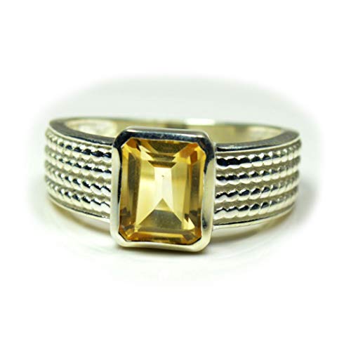 Bague citrine naturelle homme en argent 925 d'exception