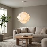 BARCELONA LED Lámpara Colgante Blanca de Seda Grande 50CM, Luz Suave y Ambiental Dormitorio, Comedor, Oficina, Escaleras, Cafetería, Salón, Estilo Moderno, Industrial, Vintage, Nórdico, Japonés