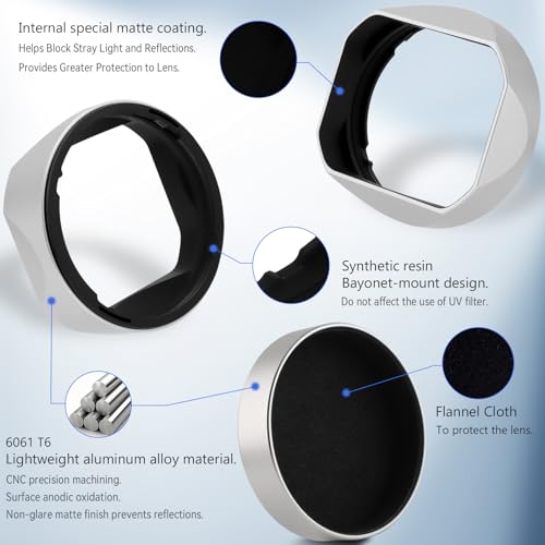 Haoge Metal Square Lens Hood para Cámara Fujifilm GFX100RF Accesorios Plata LH-GFXRF-IIS+Cap-GFXRF-IIS miniatura 5