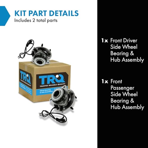Image of TRQ 2 Piece Front Wheel Bearing & Hub Assembly Set Compatible with 1997-2005 Chevrolet Blazer 1997-2004 S10 1997-2001 GMC Jimmy Sonoma 1998-2000 Isuzu Hombre Oldsmobile Bravada