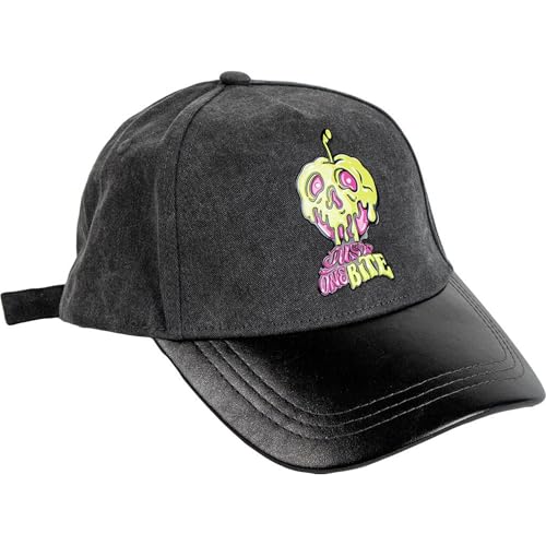 Gorra con Visera de Villanas de Disney-Color Azul-Medida de 57 cm-Elaborada con Algodón y Poliéster-Estampado de Manzana Envenenada-Producto Original