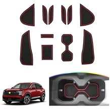 SKTU Door Slot Mat for 2025 2026 Nissan Kicks Accessories Door Groove Gate Pad 11Pcs Fit 2025 2026 Nissan Kicks S/SV/SR Door Compartment Cup Center Console Liners 2025 2026 Kicks Floor Liners Red