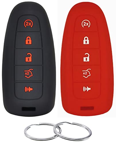 Protection de clé Ford anti-choc silicone noir rouge 5 boutons