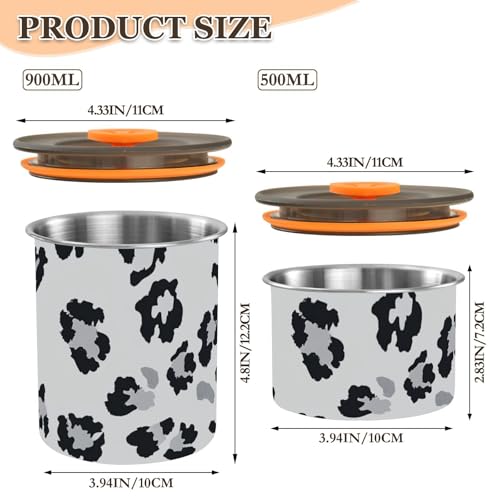 Contenedor de almacenamiento para café acero inoxidable gris animal print miniatura 3