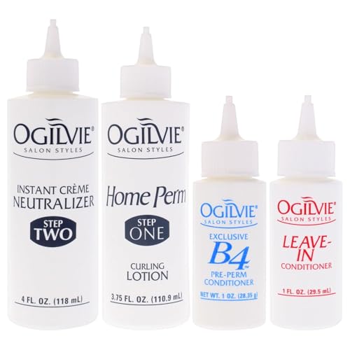 Ogilvie Salon Styles Home Perm The Original with Extra Body for Men & Women - For Color Treated, Normal Hair - Lasting Smooth Curls & Waves Before & After Conditioners with Drip Guard - 1 Application