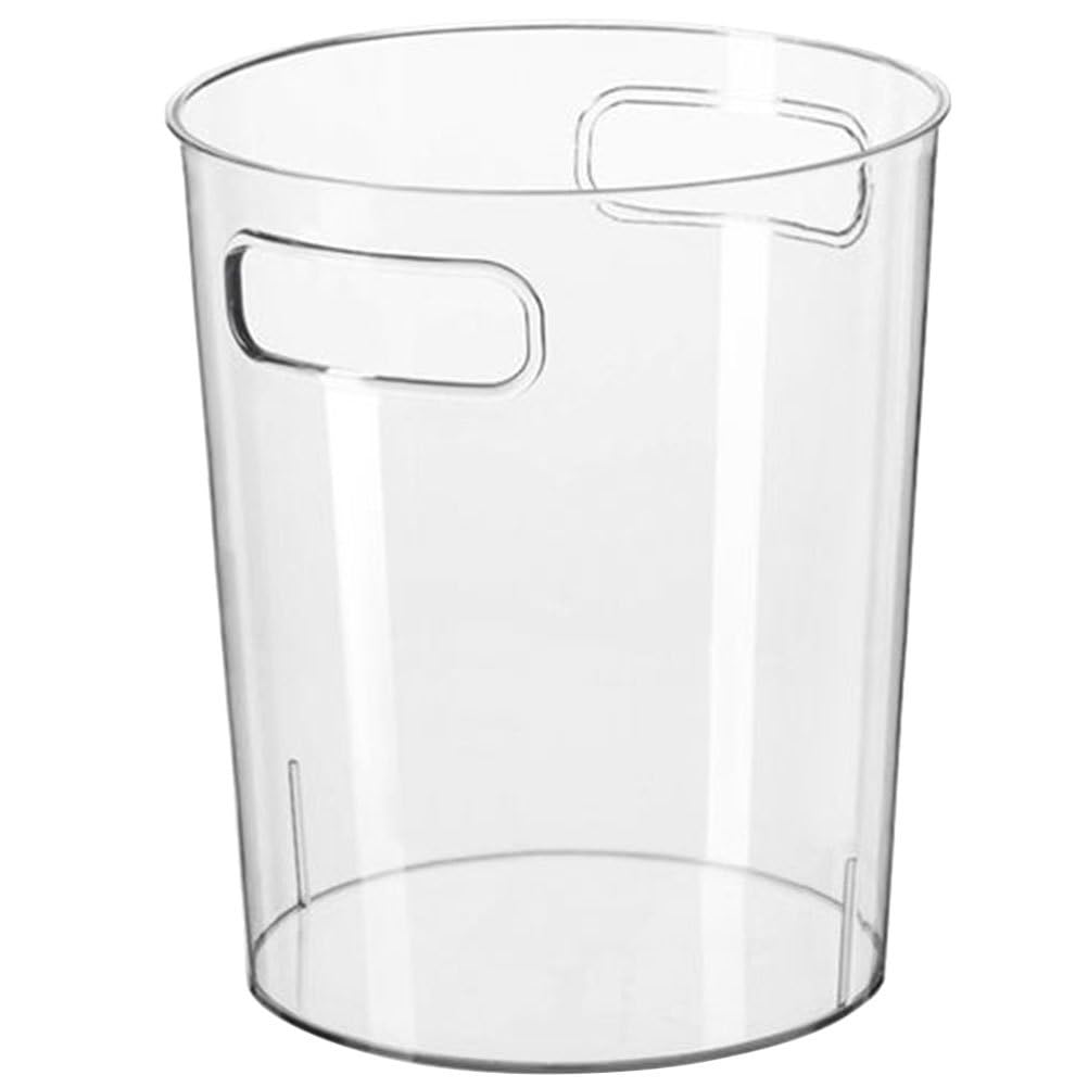 PRETYZOOM Small Plastic Waste Basket, Clear Round Trash can with Handle, 1.5 Gallon Garbage Bin for Bathroom, Bedroom, Kitchen (19x19x22cm)