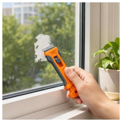 Retractable Razor Blade Scraper Tool with 5 Metal Blades, Heavy Duty Cleaning Scraper for Windows, Oven Door, Paint, Adhesive, Sticker Remover, Household Cleaner, Paint Scraper