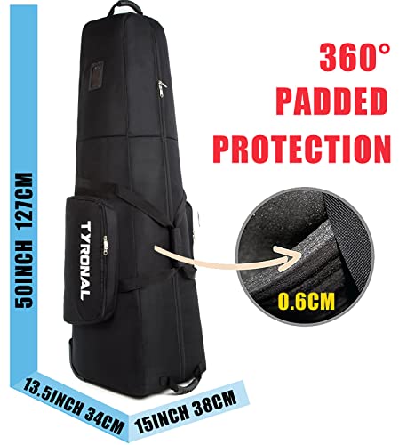 Tyronal Golf Travel Bag - Padded Golf Club Travel Bag With Wheels,600D Polyester Oxford Wear-Resistant Golf Travel Case For Airlines, Lockable Zipper Universal Size. (Black) #TOP1