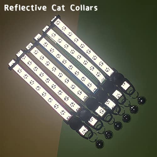 Reflective Cat Collars-Breakaway Cat Collars With Bell - Adjustable Kitten Collars For Girl Boy Indoor Small Pet - 6 Pack #TOP3