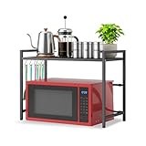 Wintem - Platzsparendes Küchenregal mit 2 Ebenen, verstellbar mit Haken für Utensilien, ideal als Ablage für Mikrowelle, Ofen und Küchenregal platzsparend