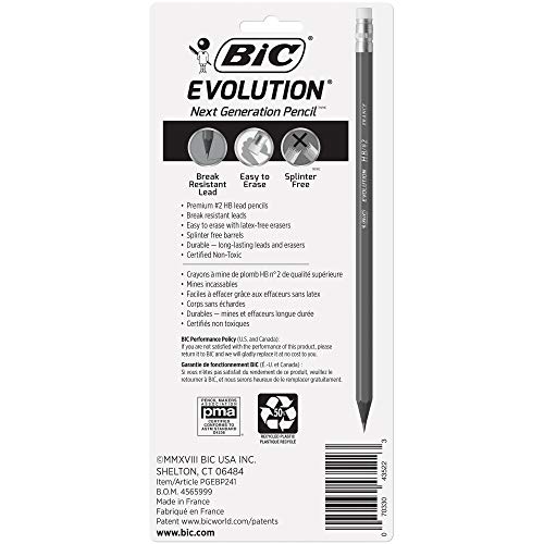 Bic Evolution Cased Pencil, 2 Lead, Gray Barrel, 24-Count #TOP2
