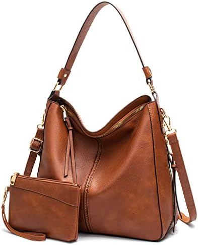 Womens Large Leather Hobo Handbag Ladies Fashion Tote Satchel Shoulder Crossbody Bags 2pcs Purses Set