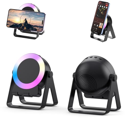 Dpptgh 4 in 1 Wireless Induction Audio Bluetooth Speaker, 2025 Upgraded Colorful RGB 5.3 Bluetooth Speaker Wireless Phone Holder Stand 360° Rotation Suitable for iPhone/Android/iPad Dpptgh 4 in 1 Wireless Induction Audio Bluetooth Speaker, 2025 Upgraded Colorful RGB 5.3 Bluetooth Speaker Wireless Phone Holder Stand 360° Rotation Suitable for iPhone/Android/iPad