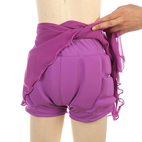 Almencla Vestido de Patinação Artística No Gelo Feminino Saia de Patinação de Patins de Dança Rosa V