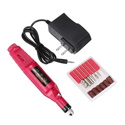 Pro Nail Art Drill Electric Nail File Drills Pedicure Machine Manicure Tool Set (Rose Red)