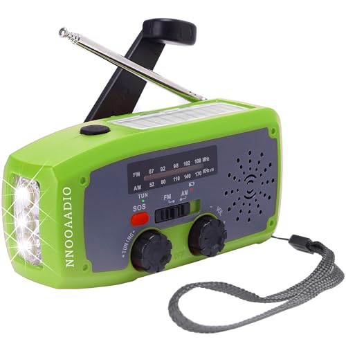 Wind Up Radio, Emergency Solar Hand Crank Powered Radio, AM FM Weather Radio with 2000mAh Rechargeable Power Bank, SOS Alarm, LED Flashlight, USB Type C Phone Charger for Camping, Hiking