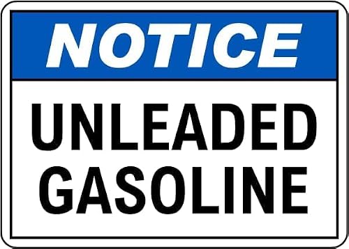 Notice Unleaded Gasoline Vintage Tin Signs Wall Art Decor Plaque for Cafe Farm Fishing Garage Garden Yard 8 x 12 Inch