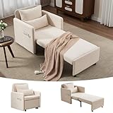 Iroomy 5-Level Adjustable Convertible Sleeper Chair, 3-in-1 Pull Out Sofa Bed, 87''Long Convertible Sofa Bed with Pillows, Single Couches for Living Room, Small Space,Apartment,Dorm,College,RV,Beige
