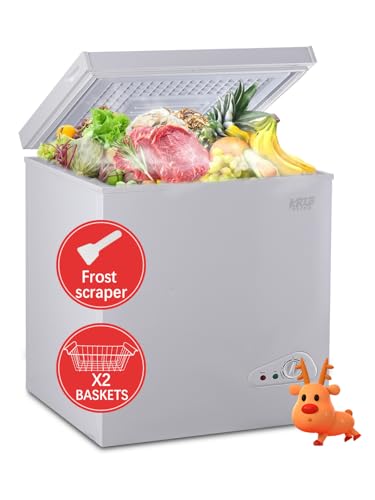 Krib Bling Congelador de pecho de 7.0 pies cúbicos, control de temperatura de 7 engranajes (-4 °F a 14 °F), congelador compacto profundo con dos cestas extraíbles, para casa, cocina, garaje, sótano,