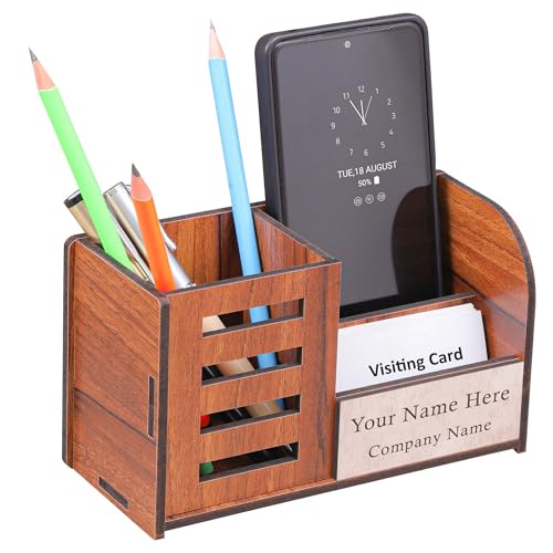 Image of Deskart Multipuropse Pen Holder Stand for Office Desk and Study Table | Multipurpose Stylish Stationary Organizer (Prime, With Name Printing, Pen Holder)