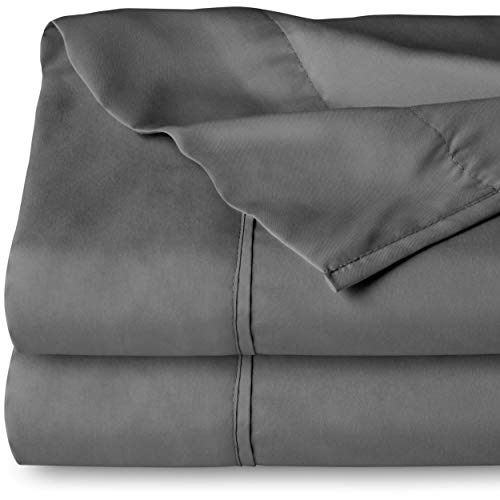 Bare Home Extra Long Flat Sheet - Premium 1800 Ultra-Soft Top Sheet - Hotel Luxury - Double Brushed - Easy Care - 2 Extra Long Flat Sheets Only (Twin/Twin XL - 2 Pack, Grey)