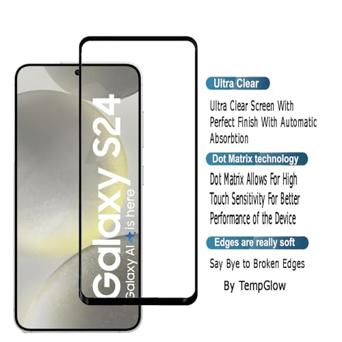 Image of Screen Protector for Samsung Galaxy S24 5G (Black) Tempered Glass Edge-to-Edge 6D Screen Guard With Installation Kit.