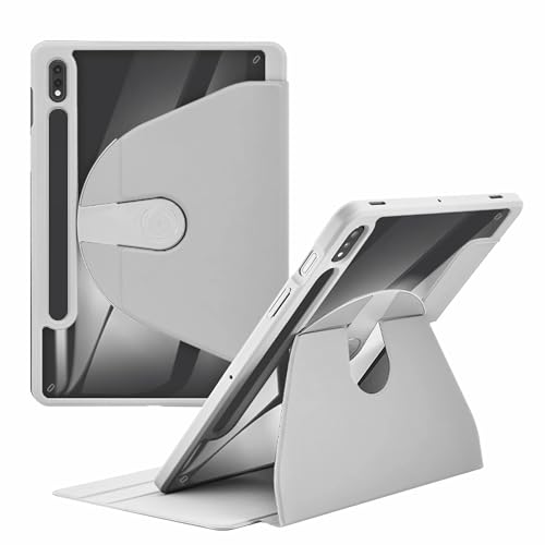 XFTeoux Rotating Case for Samsung Galaxy Tab S9 11 Inch 2023 SM-X710N/X716B/X718U with S Pen Holder, 360 Degree Swiveling Stand Cover Auto Sleep/Wake,Flip Type Silicone Anti-Drop Case,Gray