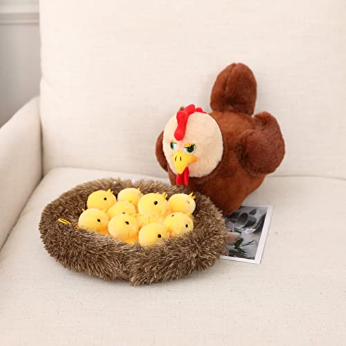 BYNYXI Pollo di peluche con pulcino, 32 cm