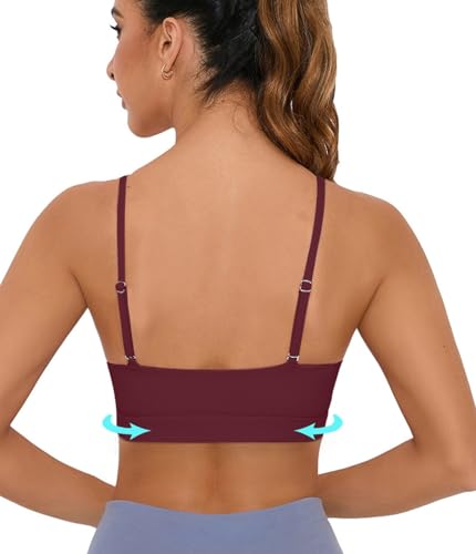Image of Comper Sports Bra for Women Wirefree Racerback Workout Bras Sexy Thin Straps Yoga Sport Bras with Removable Pads
