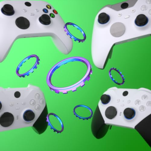 Image of eXtremeRate Replacement Accent Rings for Xbox Elite Series 2 Core | for Elite Series 2 | for Xbox One Elite | for eXtremeRate ASR Version Shell for Xbox Series X /S Controller - Chameleon Purple Blue