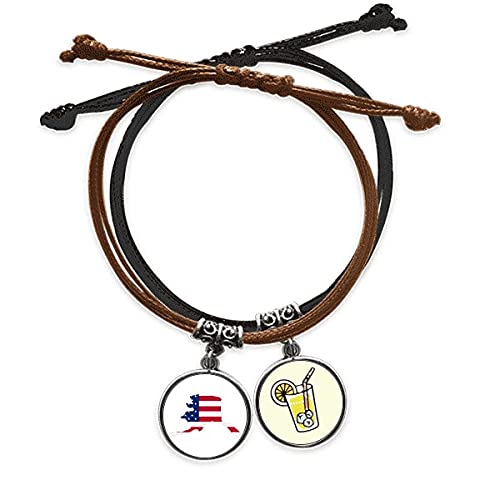 Bracelet étoiles alaka feuille drapeau le cadeau idéal en cuir et cordon main