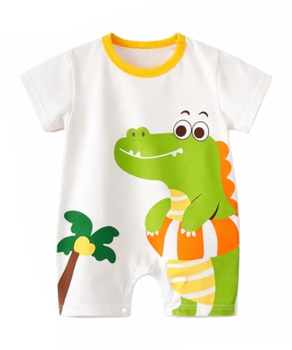 Image of Bold N Elegant Cute Animal Print Cotton Half Sleeve Newborn Baby Boy Girl Rompers Jumpsuit Onesie Bodysuit for Infant Toddler Children Clothes