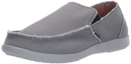 Crocs Men's Santa Cruz Loafer | Comfortable Casual Slip On Shoes, Charcoal/Light Grey