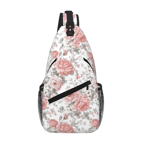 Image of SUPLUCHOM Sling Bag Floral Vintage Hiking Daypack Crossbody Shoulder Backpack Travel Chest Pack for Men Women