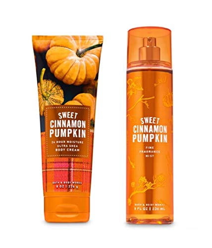 Bath and Body Works - Sweet Cinnamon Pumpkin - Fine Fragrance Mist and Ultra Shea Body Cream - Full Size – 2019