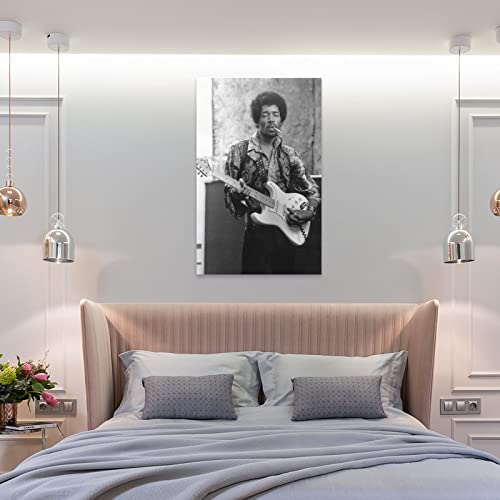 Flowerwine Jimi Singer Hendrix Poster Canvas Wall Art Room Decor Picture For Bedroom Office Bar And Dormitory 16X24Inch(40X60Cm) #TOP7