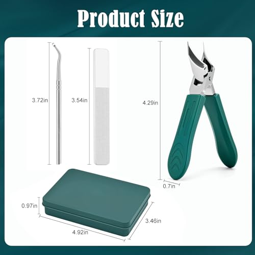 Image of TecoKart Nail Cutter Set - 3Pcs Sharp Stainless Steel Nail Clipper & Trimmer Kit for Adults, Professional Manicure Set for Men & Women, Portable Nail Cutter with Storage Box (Green)